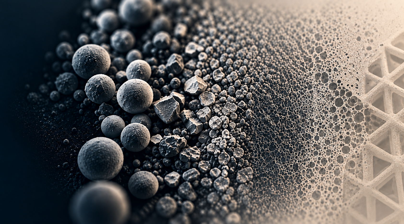 Macro materials study: powder particles consolidating into an engineered lattice structure